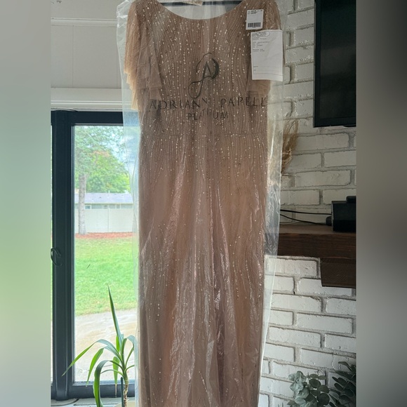 Adrianna Papell Beaded Gown in Nude - Picture 1 of 4
